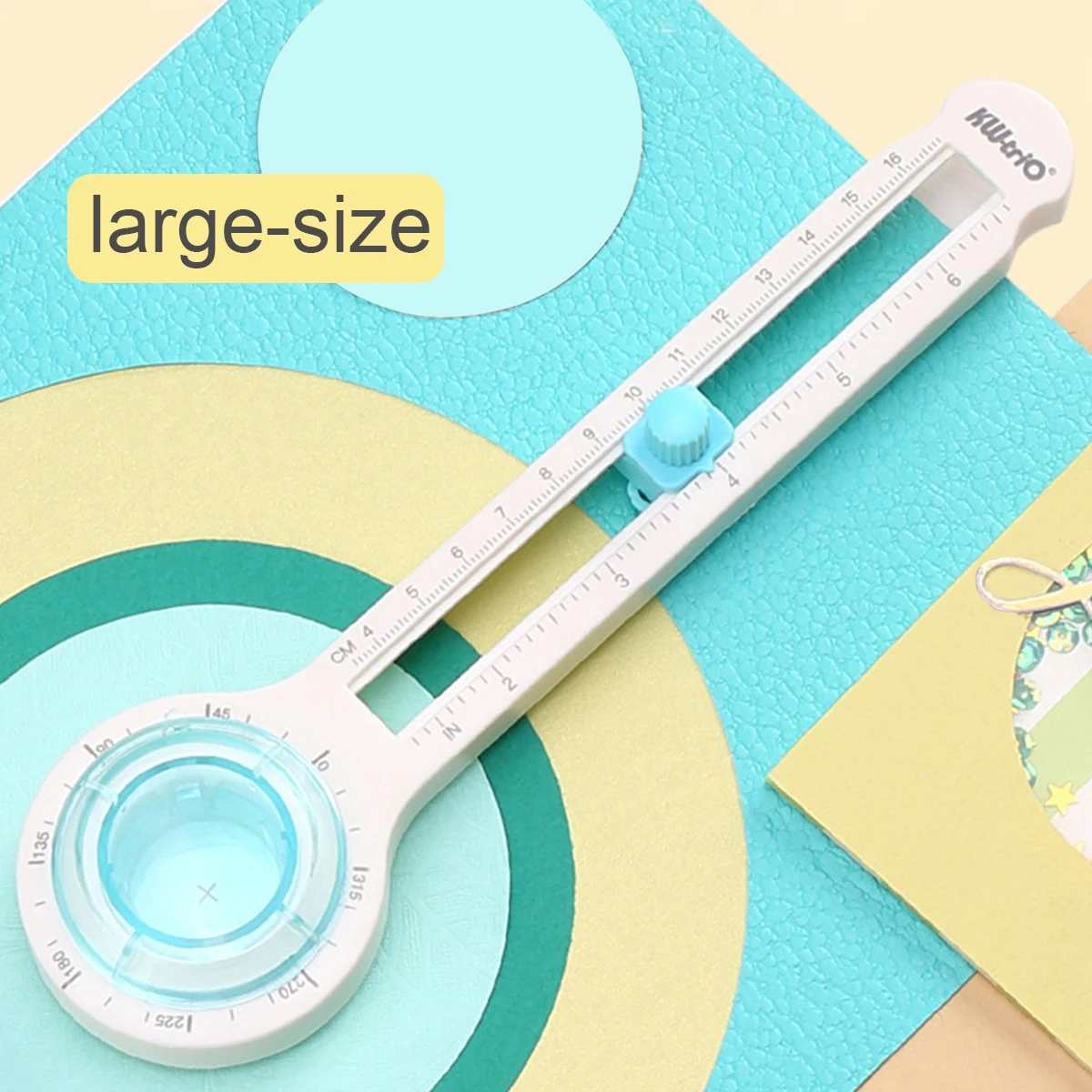 1 قطعة قاطع قياس دائري مصنوع يدويًا 360 درجة، أداة قطع الورق الدوارة اليدوية، قطر دائري 3.14 بوصة - 12.59 بوصة