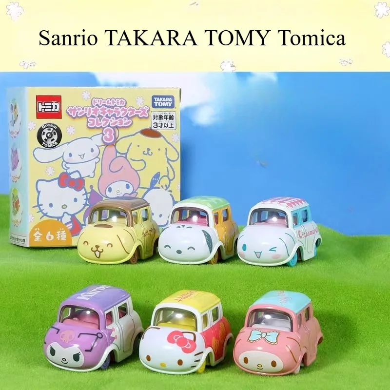 TAKARA TOMY Tomica Sanrio Hello Kitty Kuromi Mini symulacja samochód ze stopu zabawka odlewany metal Model zabawki dla dzieci prezenty świąteczne