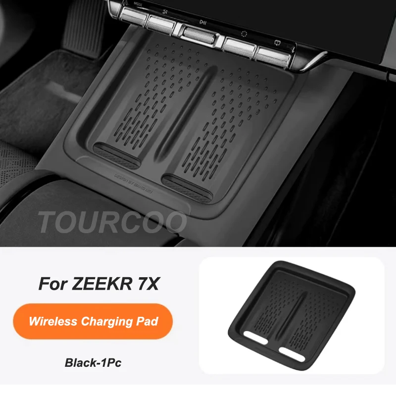For Zeekr 7X 2024 2025 Center Console Water Cup Frame Cover Anti-slip Wireless Charging Silicone Mat Accessories