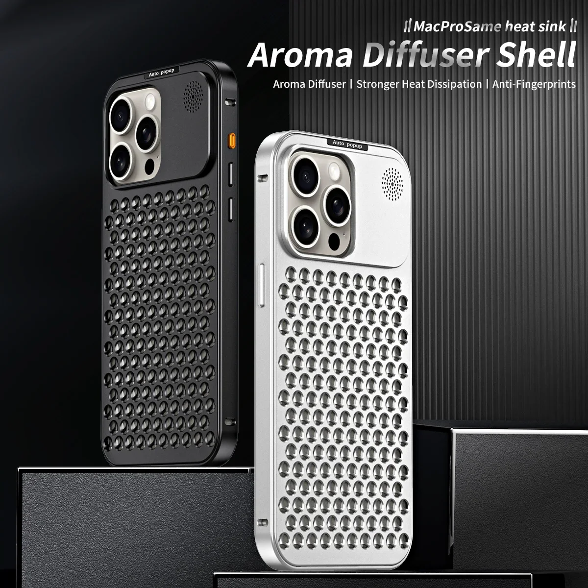 

Detachable Aluminum Heat Dissipation Phone Case For Iphone 13 12 14 15 Pro Max 15 Plus Metal Aroma Diffuser Cooling Phone Cover