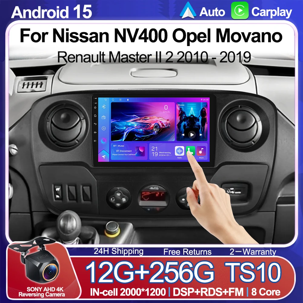 Android 15 para nissan nv400 opel movano renault master ii 2 2010 - 2019 rádio do carro com navegação gps carpaly + câmera retrovisora hd