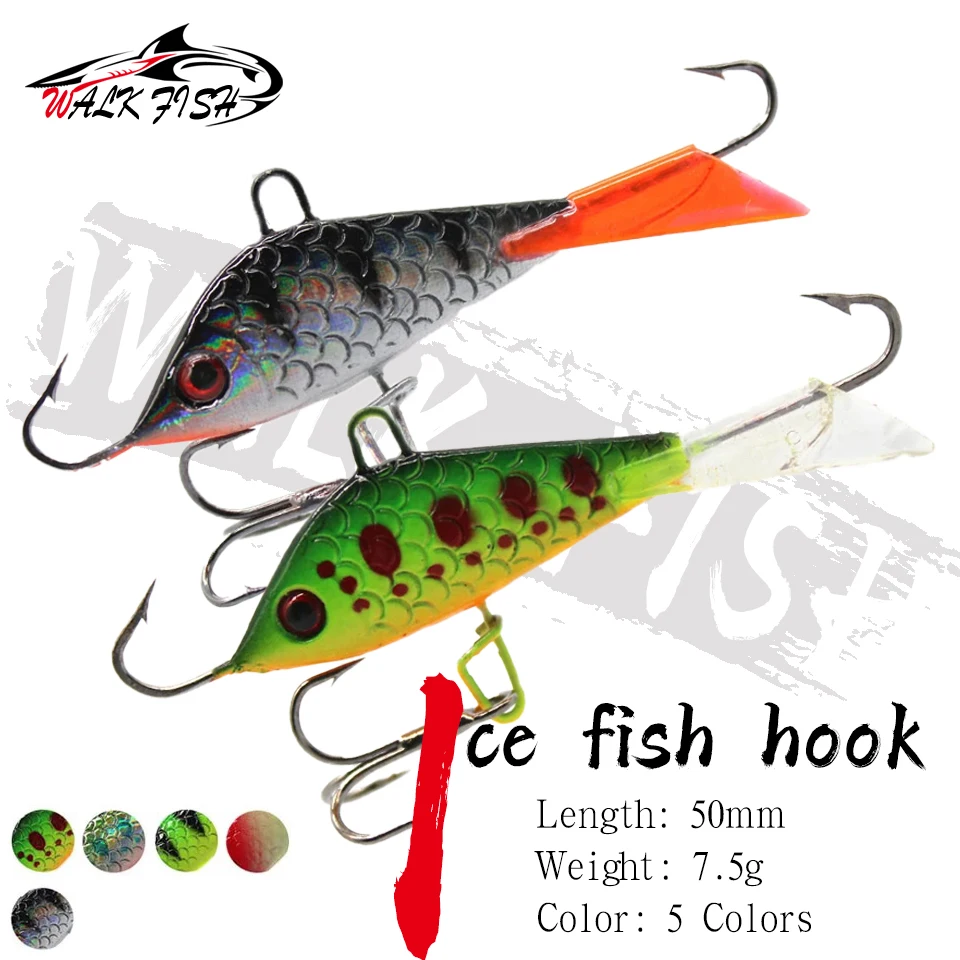 WALK FISH 1 Stück 50 mm 7,5 g Winter-Eis-Angelhaken, flacher Balance-Köder, Metall, Mini-Blei-Fischköder, Karpfen, weißäugige künstliche Köder