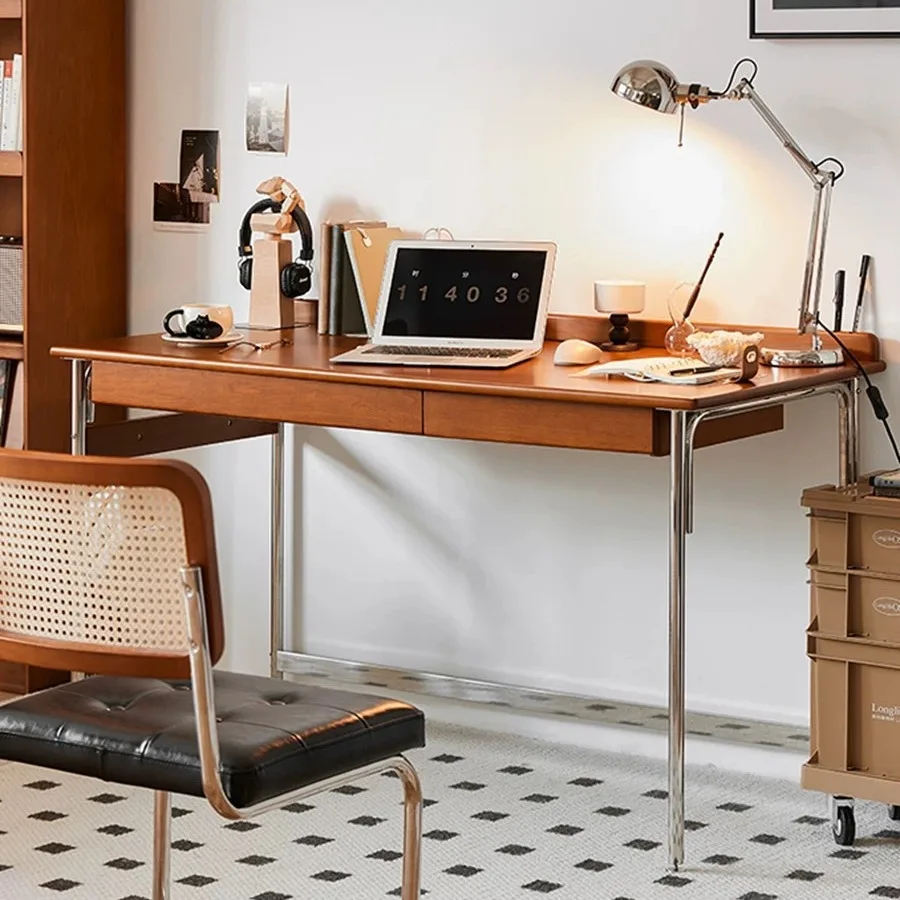 مكتب من الخشب الصلب المثالي الاسكندنافي، مكتب كتابة للدراسة العتيقة، كمبيوتر مكتبي منزلي، مكتب غرفة المعيشة، منضدة العمل #6