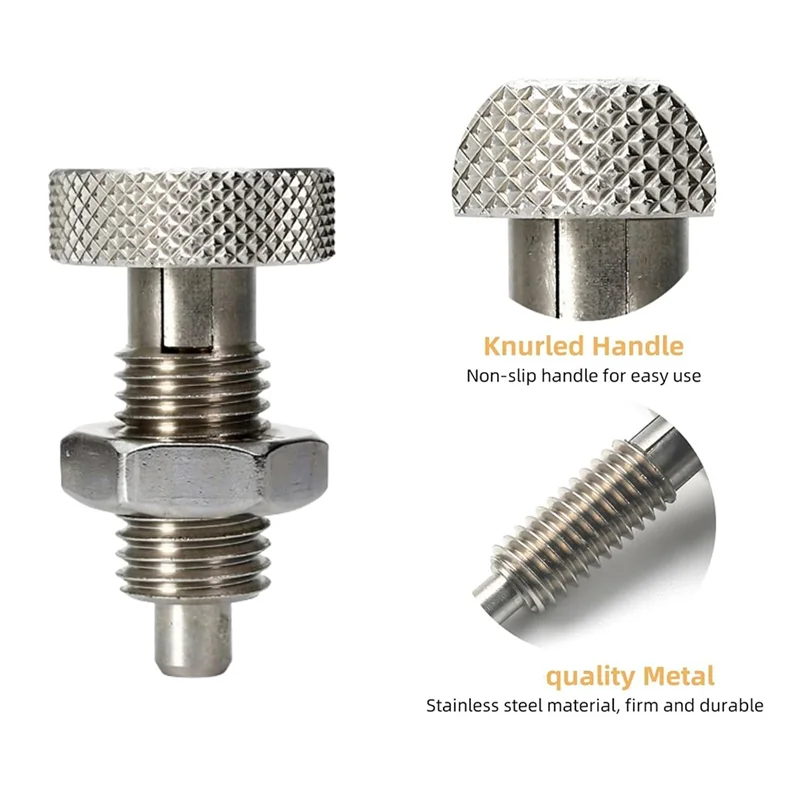 AY03-2Pcs مكبس زنبركي قابل للسحب يدويًا، M16 من الفولاذ المقاوم للصدأ، دبوس قفل سريع التحرير مع صامولة ومقبض مخرش