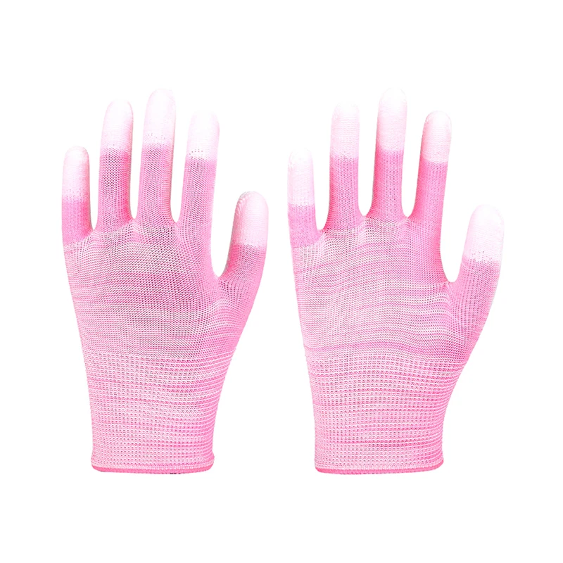 1 paio di guanti flessibili a righe immerse 13 aghi guanti sicuri da lavoro funzionamento senza polvere guanto rivestito in PU ad alta elasticità