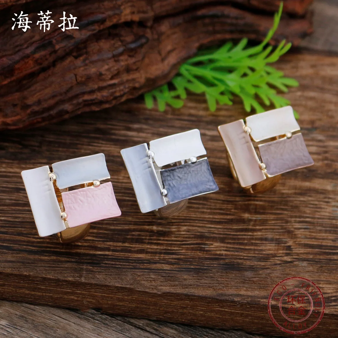 DIY accessories enamel color hollow geometric square elastic ring women's simple and versatile square ring wholesale