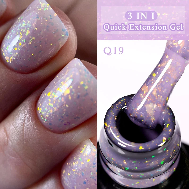 LILYCUTE 7ML Gold Foil Quick Extension Gel Nail Polish Nude Purple Nail Flakes Vernis Semi Permanent UV Gel Nail Art Hard Gel