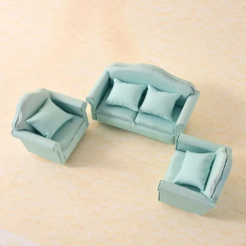 

1:12 1set Dollhouse Sofa Couch Model Mini Double Sofa Couch Living Room Scene Furniture Scale Home Decor Decoration Miniatures