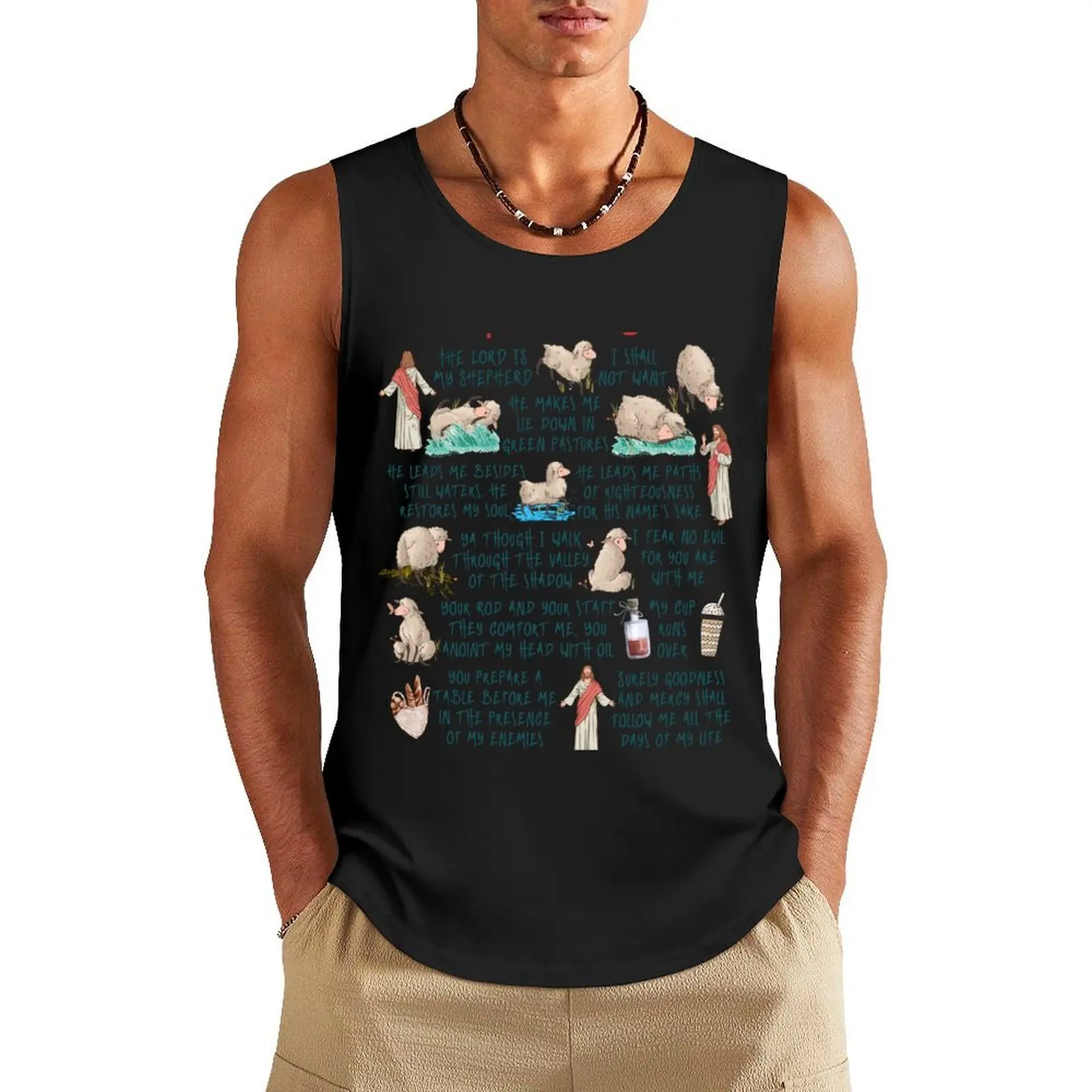 

PSALM 23 Verse 1 - 6 By King David In Full Bible Art Scriptures Christian Typography Gospel Cast All Your Cares On Him Tank Top