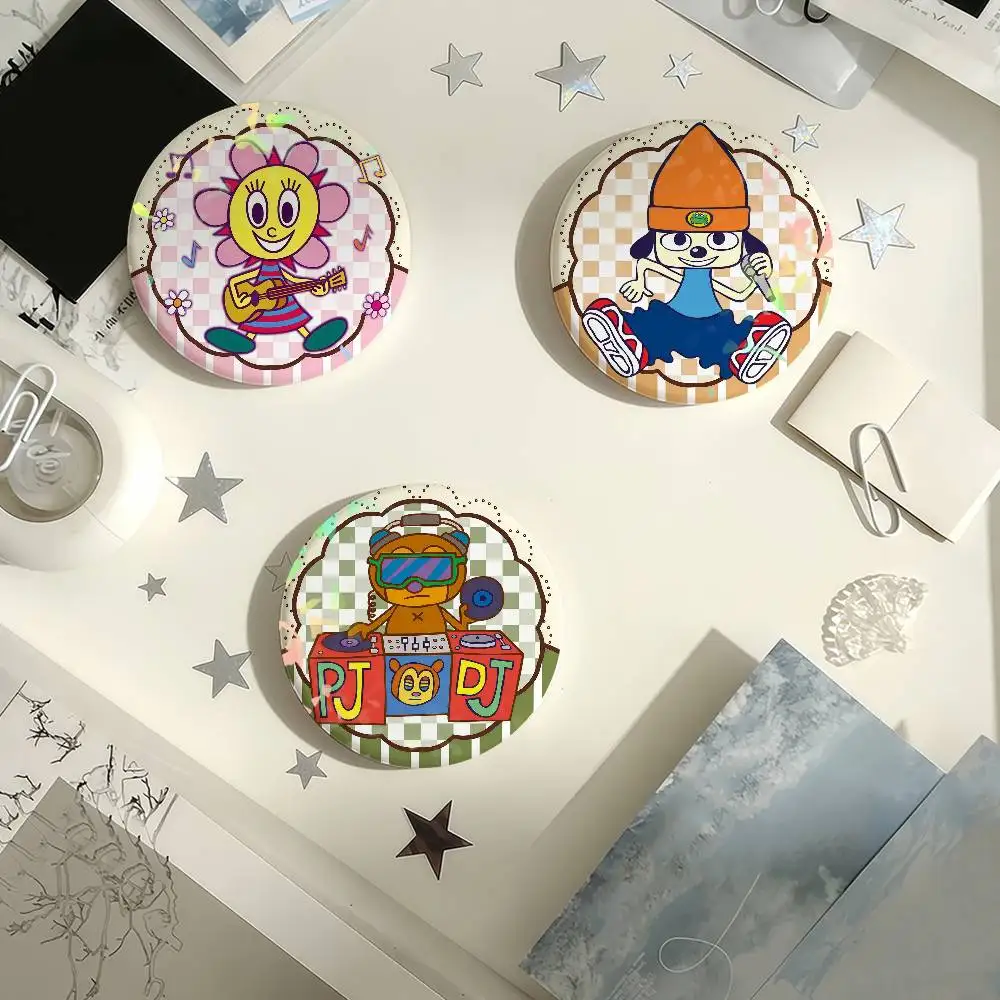 Music Game P-PaRappa the Rapper Laser Badge Pins Handmade Brooches for Backpack Gifts Bag Decor Fans Collect
