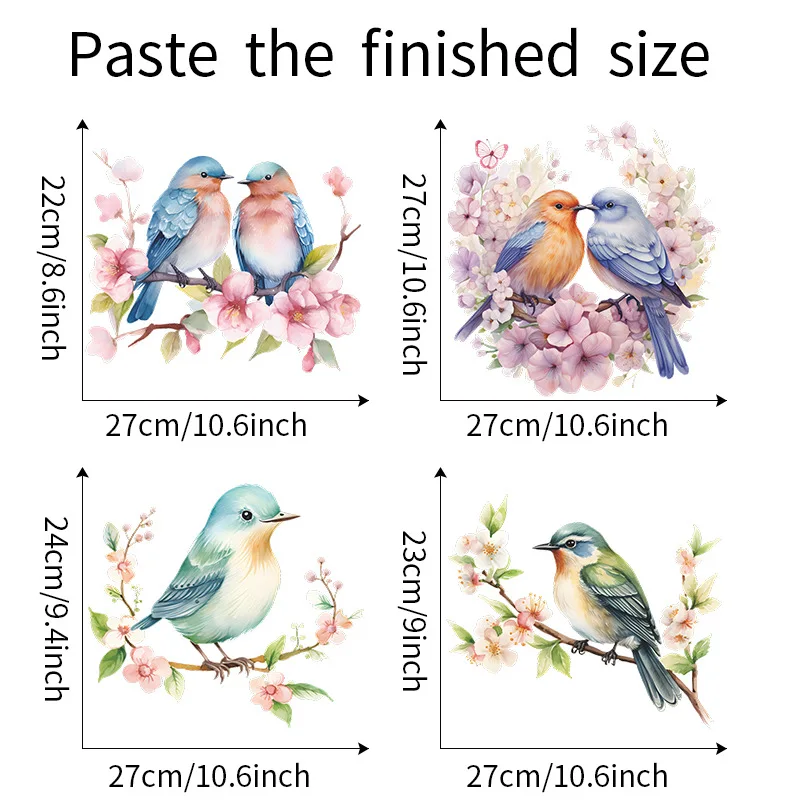 Valentine's Day Romantic Couple Flower and Bird Bedroom Toilet Home Decoration Wall Sticker Self-adhesive