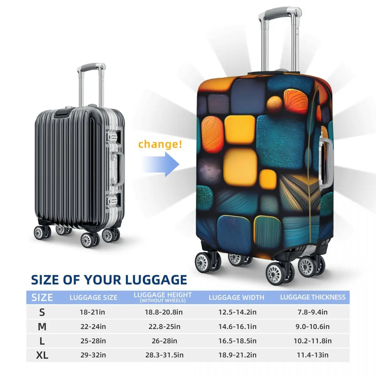 Colorful Cubes Suitcase Cover Geometry Pattern 3d Cruise Trip Flight Practical Luggage Case Protector