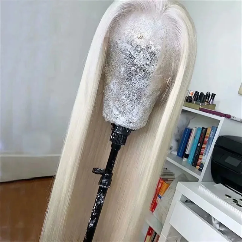 

Preplucked Middle Part Glueless 26" 180%Density Long 60# Blond Straight Lace Front Wigs For Women Baby Hair Heat Resistant Daily