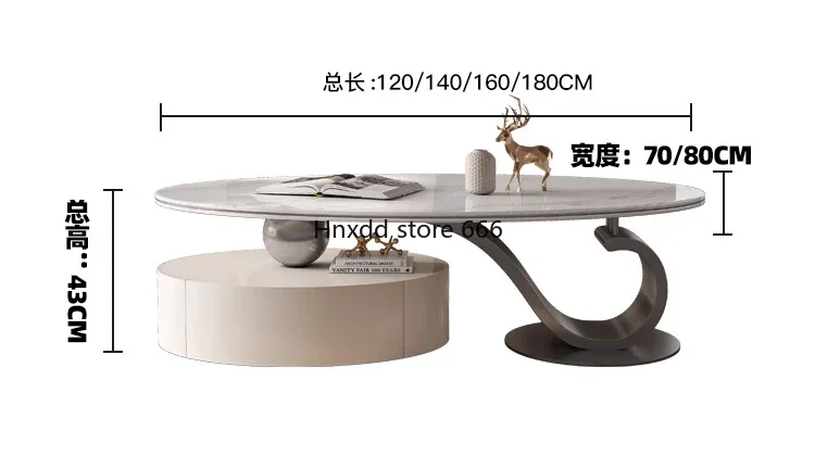 Light luxury modern simple marble ultra-microcrystalline stone oval living room coffee table