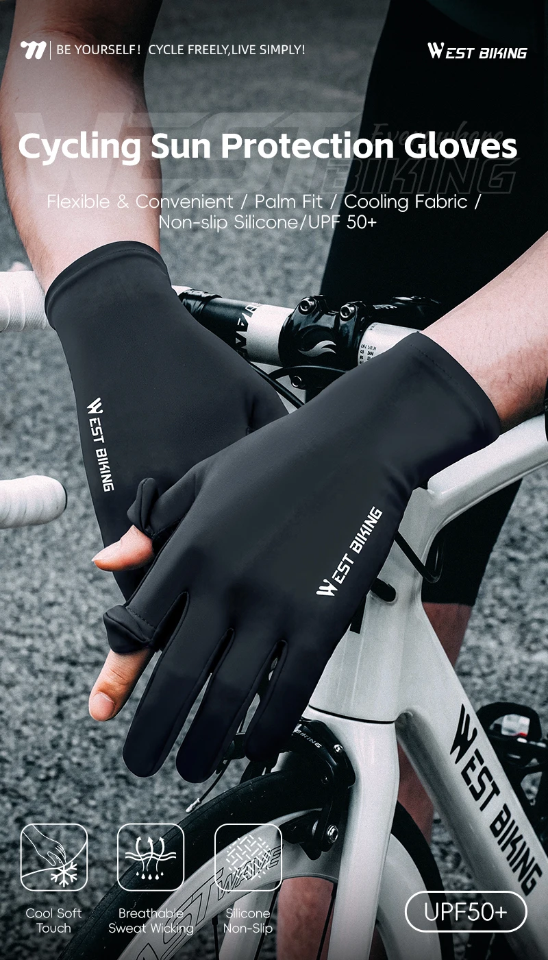 WEST BIKING Herren Fahrradhandschuhe mit rutschfester Silikonhandfläche, UPF50+, atmungsaktiv, Sommer-Flip-Finger-Touchscreen-Fahrradausrüstung – Detail 1