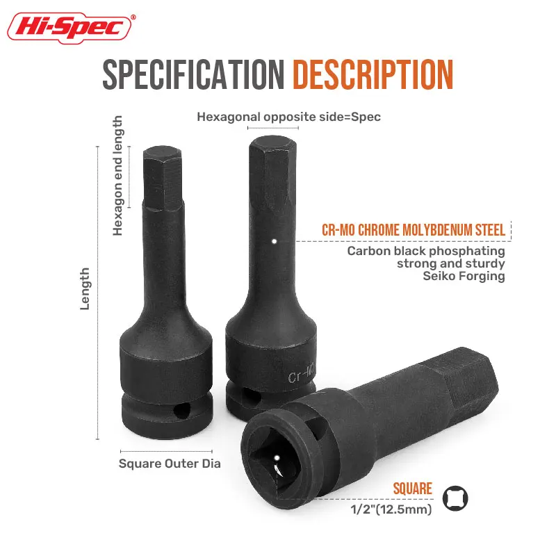 Imagem -06 - Spec Hexagon Socket Bit Impacto Allen Key Tool Power Hex Wrench Conjunto Cabeça Bits Chave de Fenda Pcs Alta