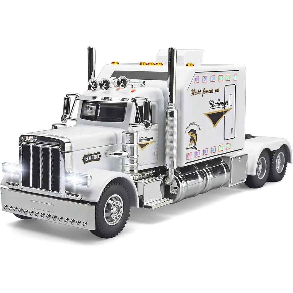 

New 1:24 American Truck Model Sound and Light Simulation Heavy Truck Model Vehicles Gifts Alloy Container Truck Home