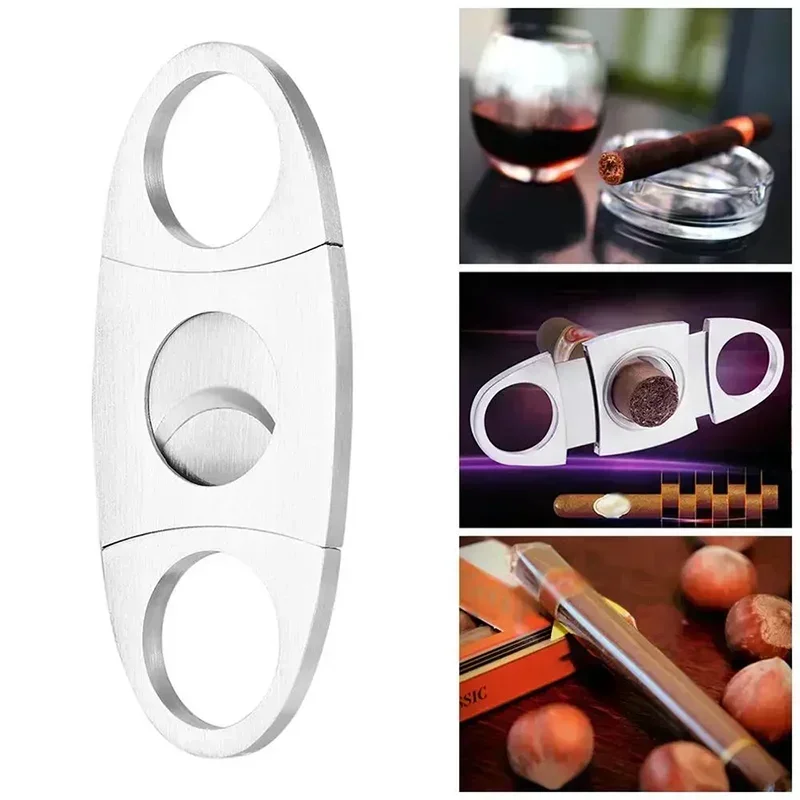 

Stainless Steel Cigar Cutter Smoke Accessories Gift for Man Cigarette Case Tuxedo Guillotine Cutters Knife Luxury Set Scissors