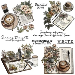 Mangocraft Coffee Time Books And Roses Flower Clear Stamps DIY Scrapbooking Supplies Silicone Stamp For Card Making Albums Decor