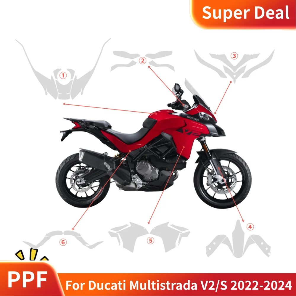 

Для Ducati Multistrada V2 V2S MULTISTRADA V2 S 2022 2024, комплект PPF, самовосстанавливающаяся защитная пленка из ТПУ, устойчивая к царапинам на весь корпус