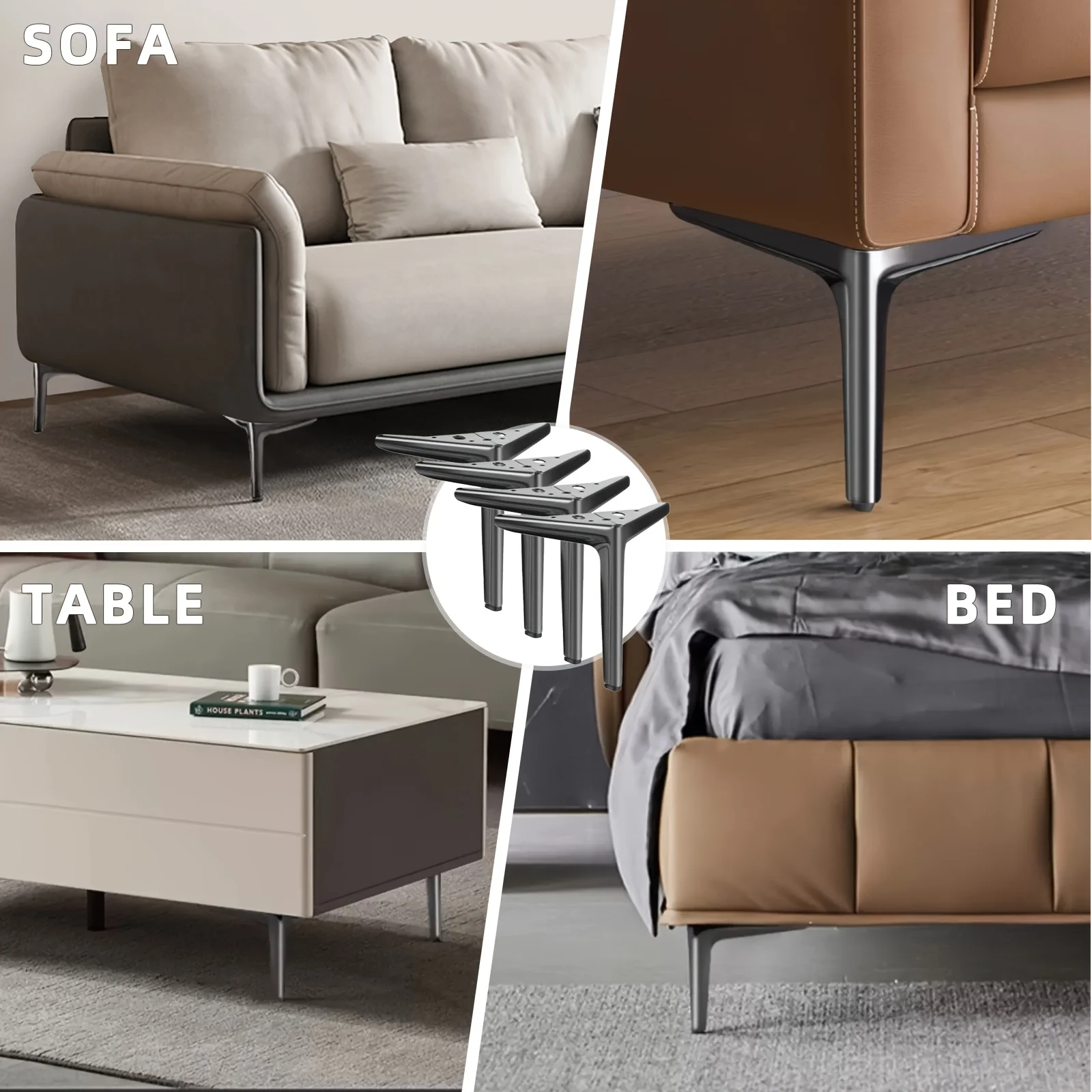 4 PCS  furniture leg sets, metal replacement sofa legs, modern storage stool legs, suitable for dressing tables, and sofas image 5