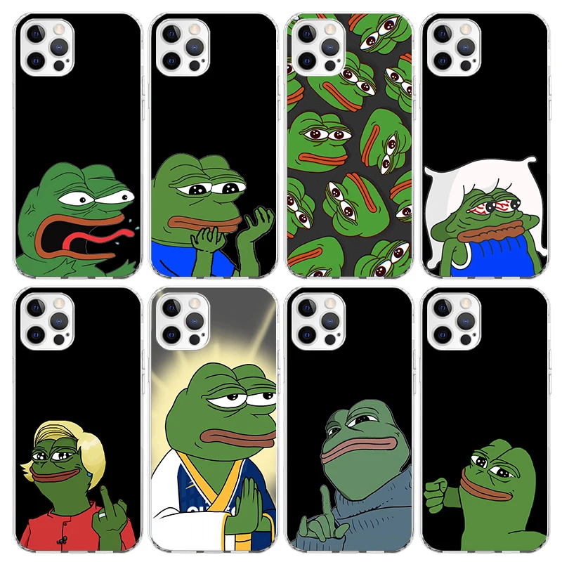 Cute Frogs Party Sad Pepe Phone Case for Apple iPhone 16 15 14 Plus 13 12 Mini 11 Pro Max X XR XS 7 + 7G 8G SE 2020 Soft Cover