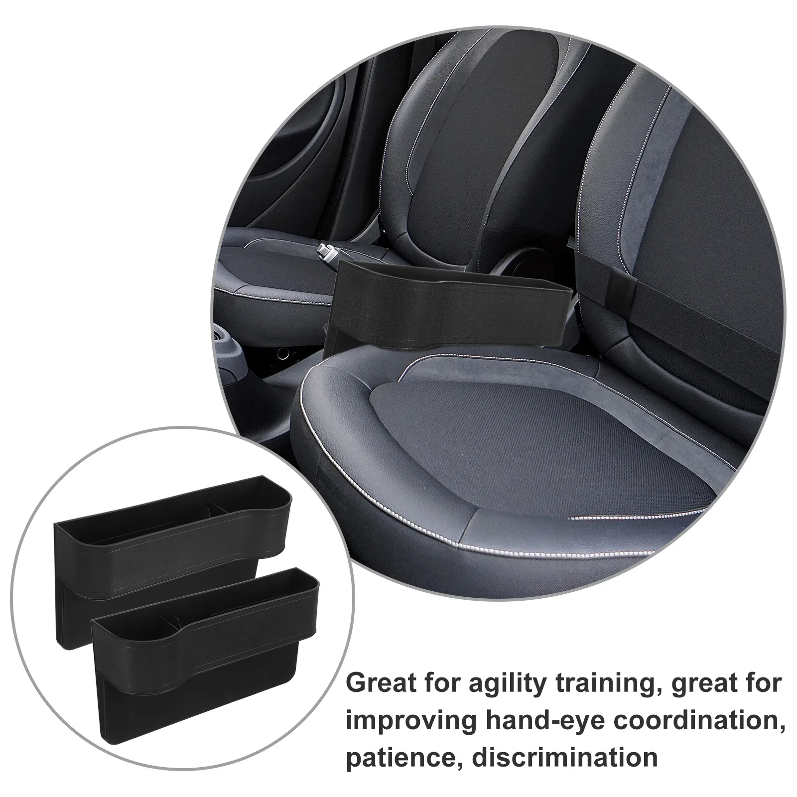 

2 Pcs Car Seat Gap Storage Box Console Side Organizer Filler Container Pocket Front Pouch Black Gaps