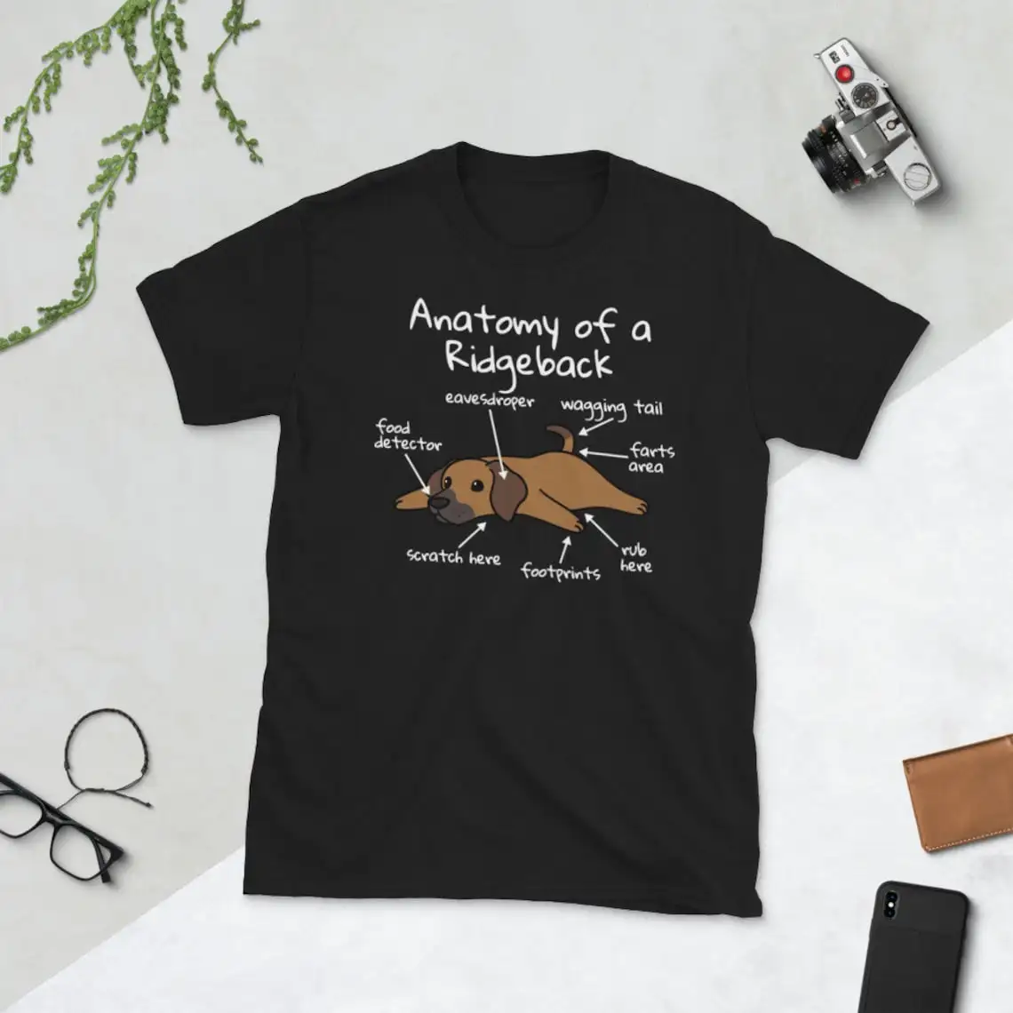 Anatomy Of A Rhodesian Ridgeback T-Shirt Shirt Funny Gift Dog Adult Regular Fit Crew Necked Tees