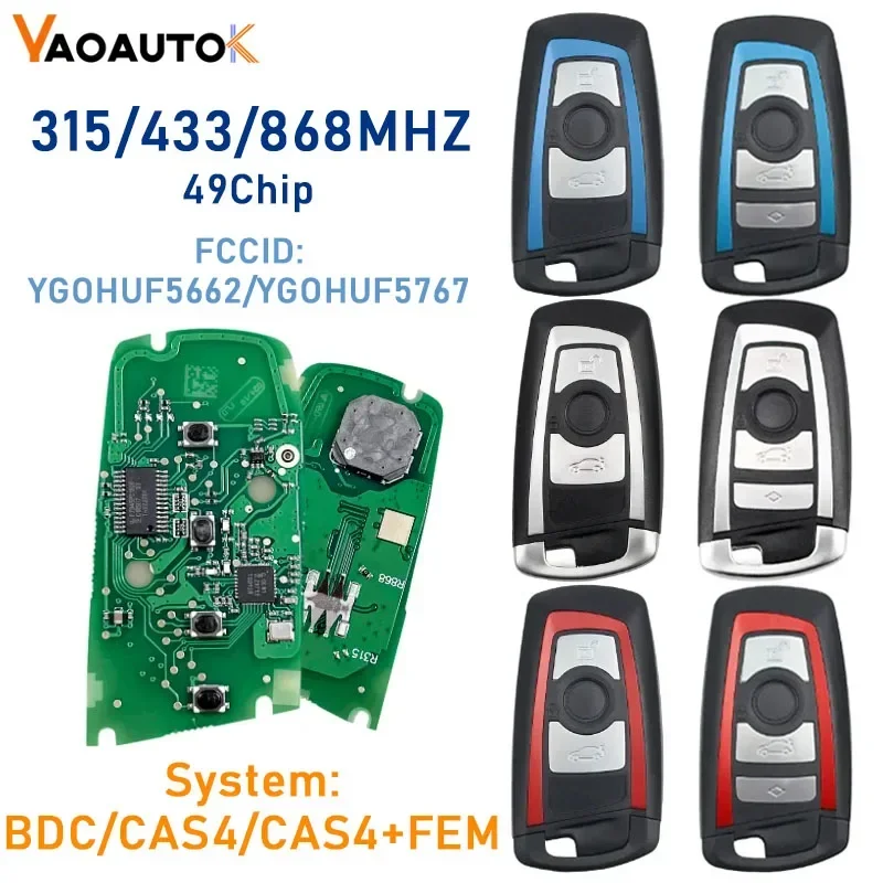 Auto Remote Key For BMW CAS4 F 3 5 7 System 3/4 Button Smart Car Key Shell Fob Case F10 F20 F30 F40 X5 E92 E90 Key Circuit Board