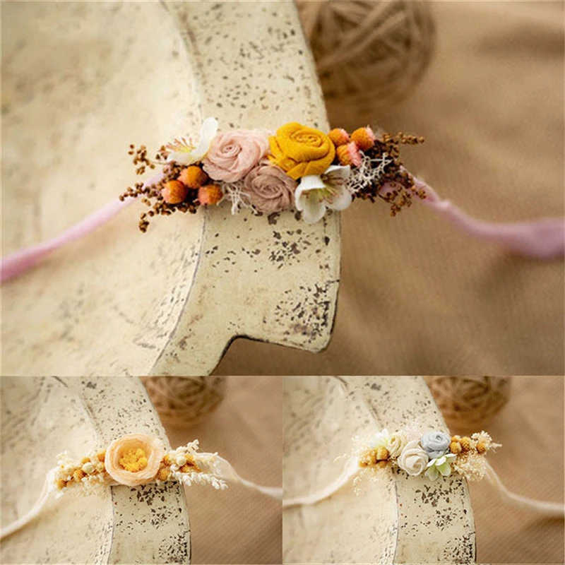 Adjustable Newborn Photography Head Flower Artificial Flower Fruit Infant Photo Headband Baby Girls Posing Decorative Props