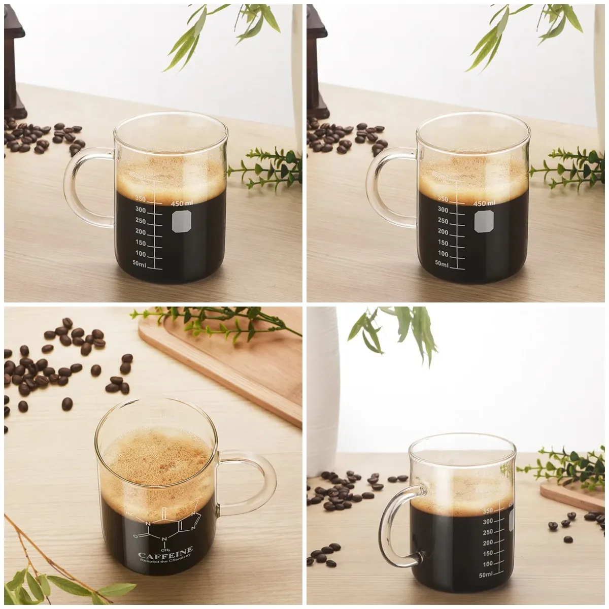 

1 шт. прозрачная лента с чашкой из боросиликатного стекла, кофейной чашкой, чашкой для разделения кофе с идентификацией шкалы