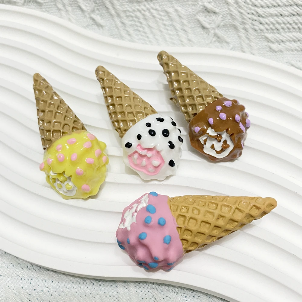 Simulation Chocolate Ice Cream Hair Clip Kawaii Resin Hair Clips Girls Summer Funny Hairpins Duckbill for Women Hair Accessories