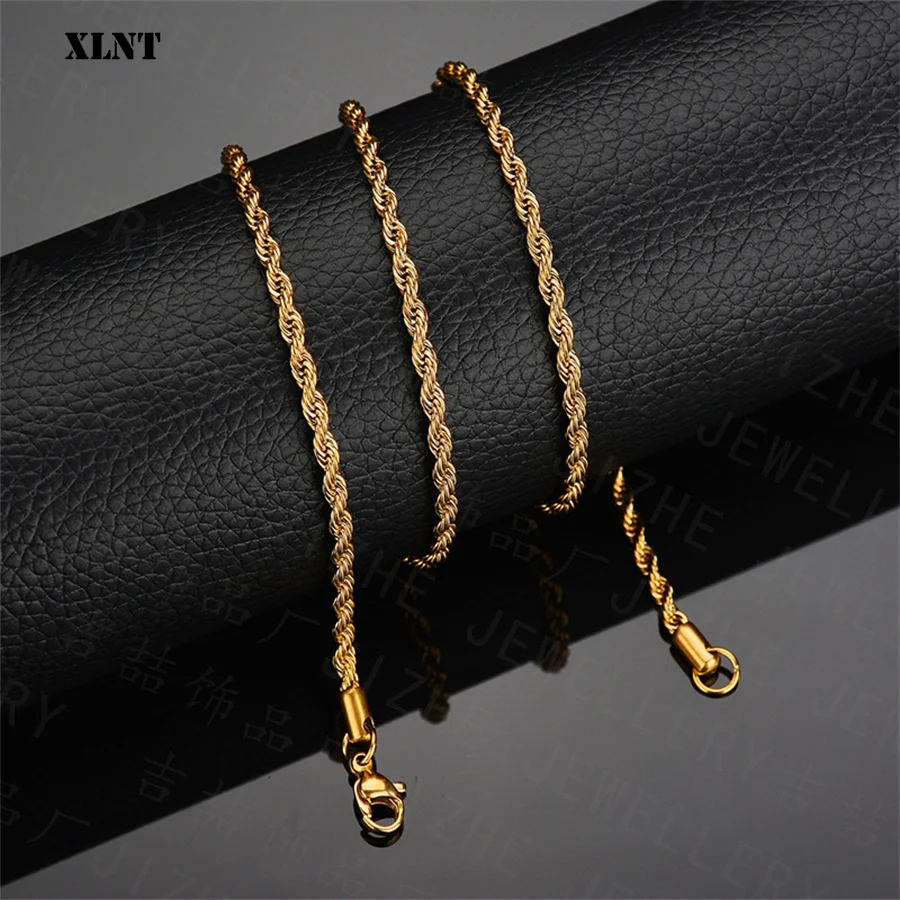 Hot Selling 2/3/4/5/6mm 316L Rope Chain Necklace Stainless Steel Never Fade Waterproof Choker Men Women Gold Color Jewelry Gifts