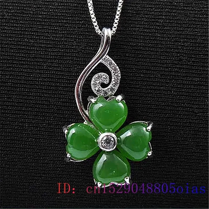 Colgante de trébol de Jade Natural para mujer, plata 925, calcedonia china, joyería, collar, amuleto de piedras preciosas, Ágata