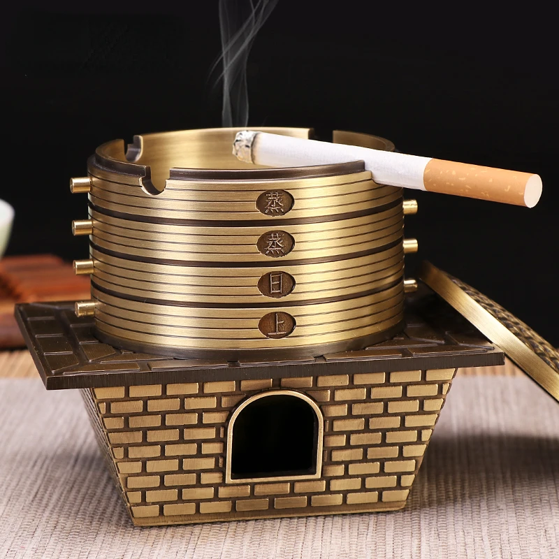 Steaming Day Pure Copper Ashtray Prevent Fly Ash Neo Chinese Style Ornaments