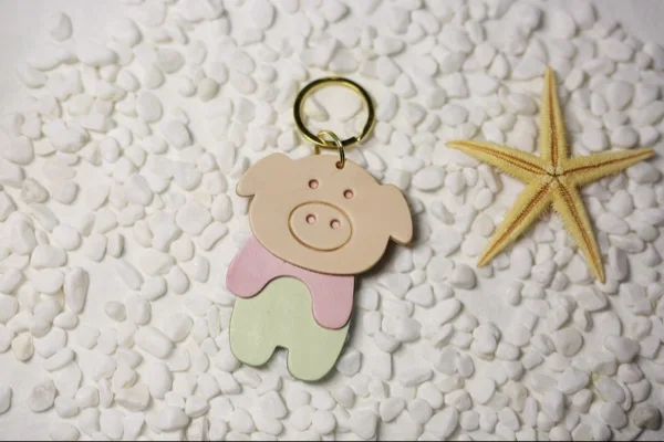 Handmade leather crafts sewing supplies key pendant cute cat bear pig pendant knife