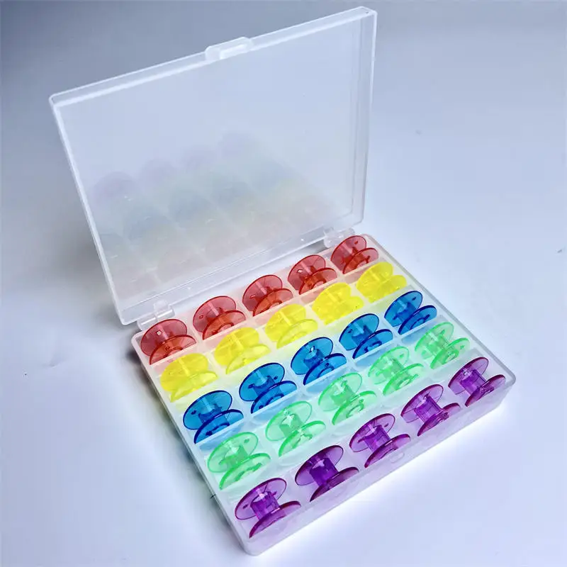 

25 Grid Clear Empty Bobbins Storage Box Or 25 Pcs Sewing Bobbins Spools With Box For Household DIY Sewing Machine Accessories
