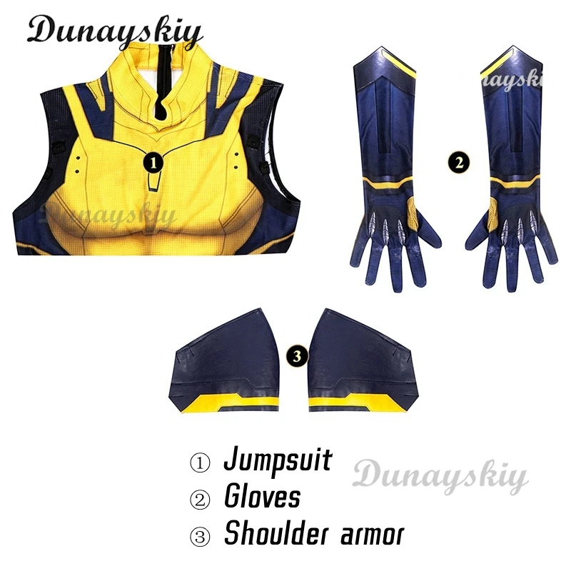 New Movie Deadpool 3 Wolverine Cosplay Costume Jumpsuit Vest Shoulder Armor Gloves Belt For Men Custom Made