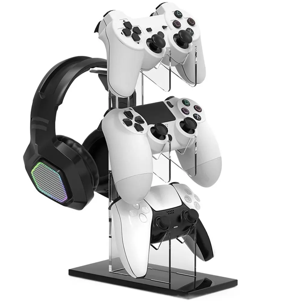 

Practical Acrylic 3-Layer Controller Holder White Transparent Game Handle Display Stand Universal Black Desktop