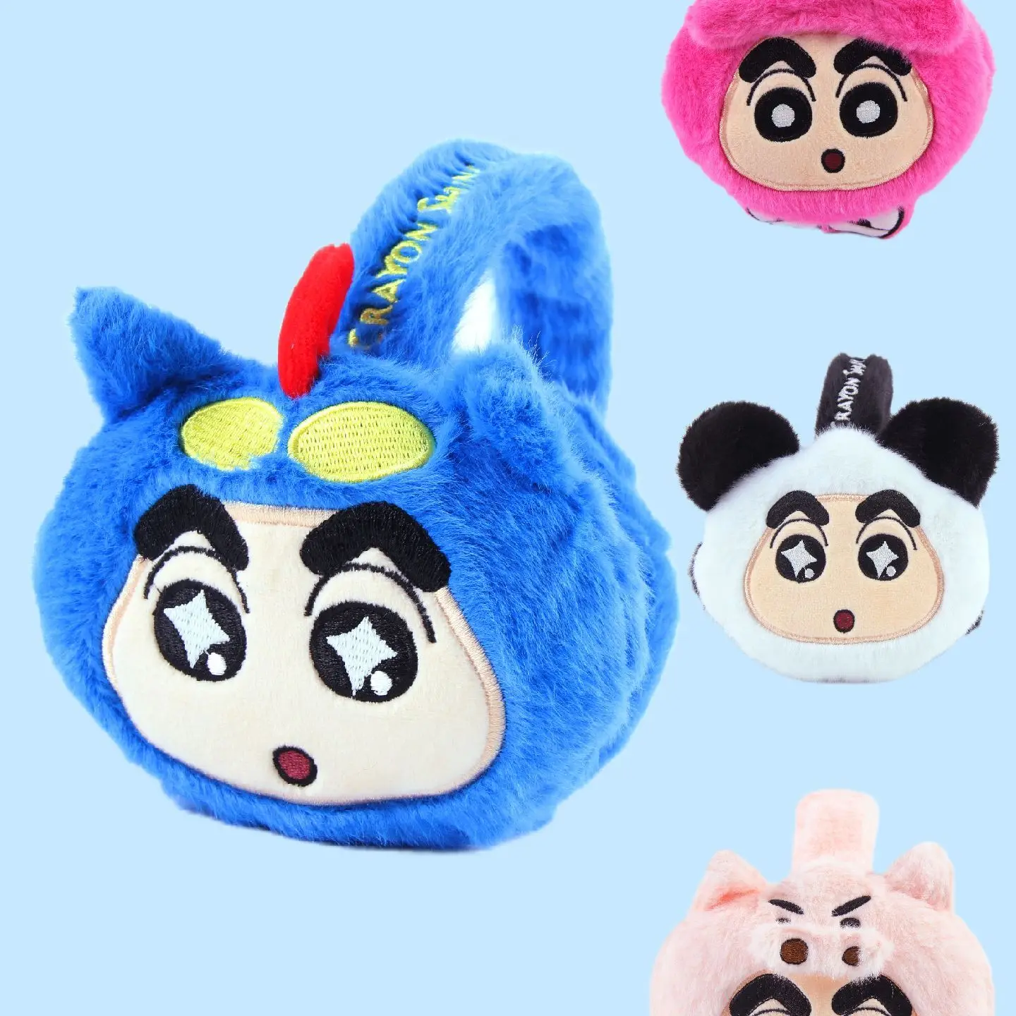 Kawaii Crayon Shin Chan Superman Panda Winter Warmth Eartips Children's Ear Cover Girls' Warm Folding Plush Eartips Girl's Gifts