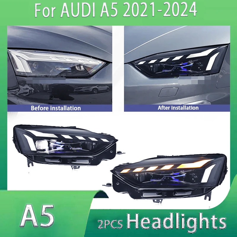 

Car Head Lamp For Audi A5 Led Headlight 2021 2022 2023 2024 A5 Accessories Upgrade High Configuration Front DRL Lights Assembly