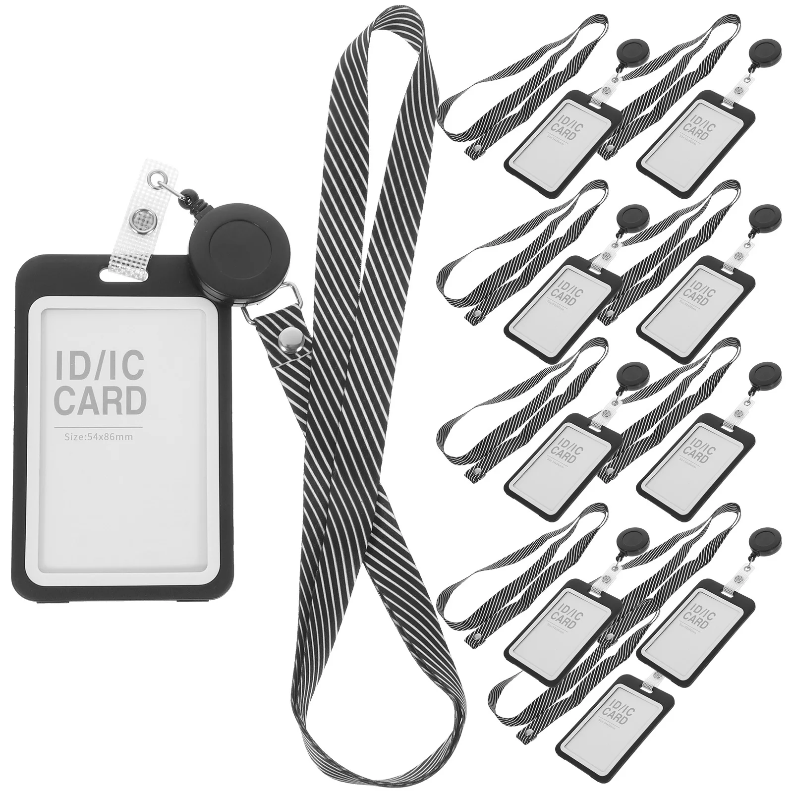 

10Sets Easy Pull Id Badge Sleeve Clear Plastic Card Holder Lightweight Transparent Protective Cover for Office Staff Security