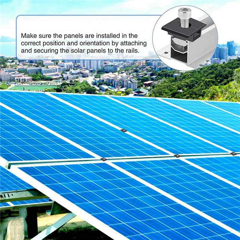 

A01F-16 Pack Centre Clamp 30Mm Black T-Shaped Centre Clamp Photovoltaic Adjustable Solar Panel Centre Clamp For Solar Panel