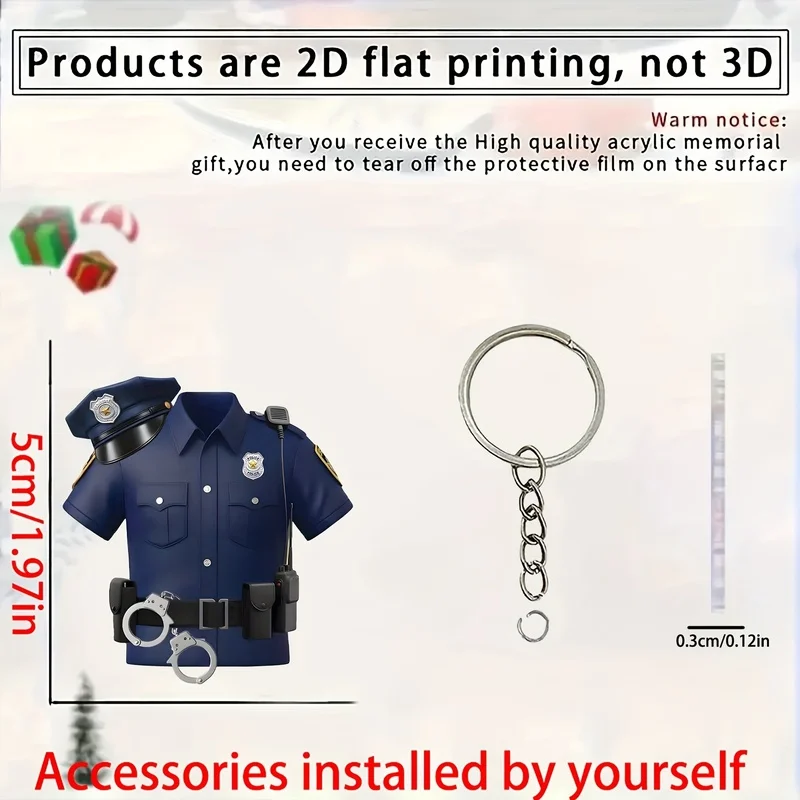 2D Police Acrylic Keychain – Flat Creative Ornament, Festival & Home Decor Gift for Friends
