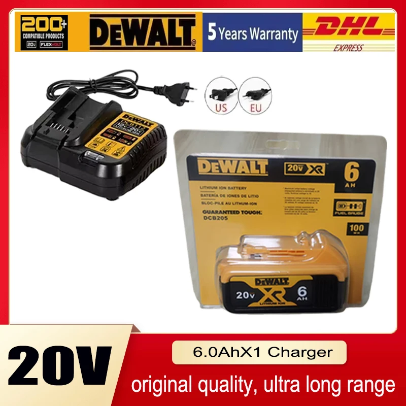 

Электрическая отвертка DEWALT, электрический гаечный ключ, DCF900, DCF850, аккумулятор для электроинструмента DCF887, 100% оригинал DEWALT 20 В 6,0 Ач recha