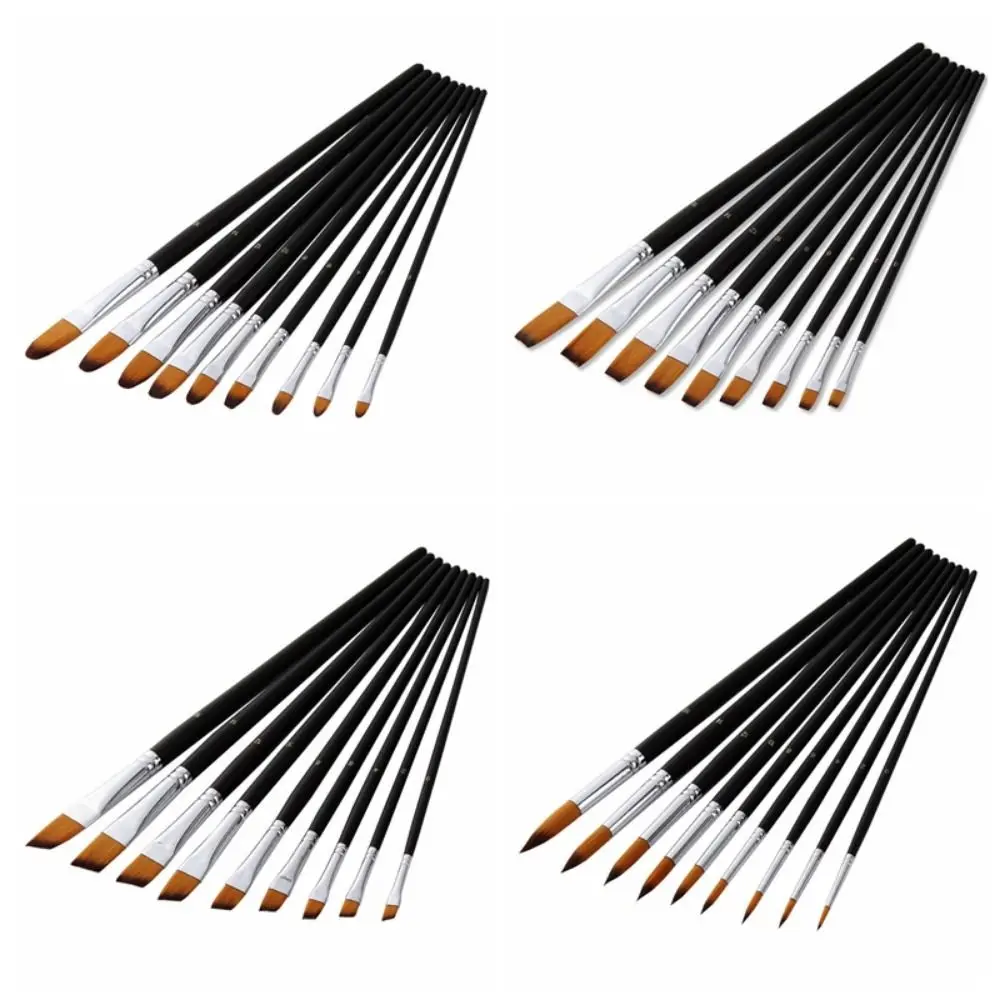 

9Pcs/set Wooden Handle Painting Brushes Kits Professional Multifunctional Art Paint Brushes 4 Style Easy To Hold