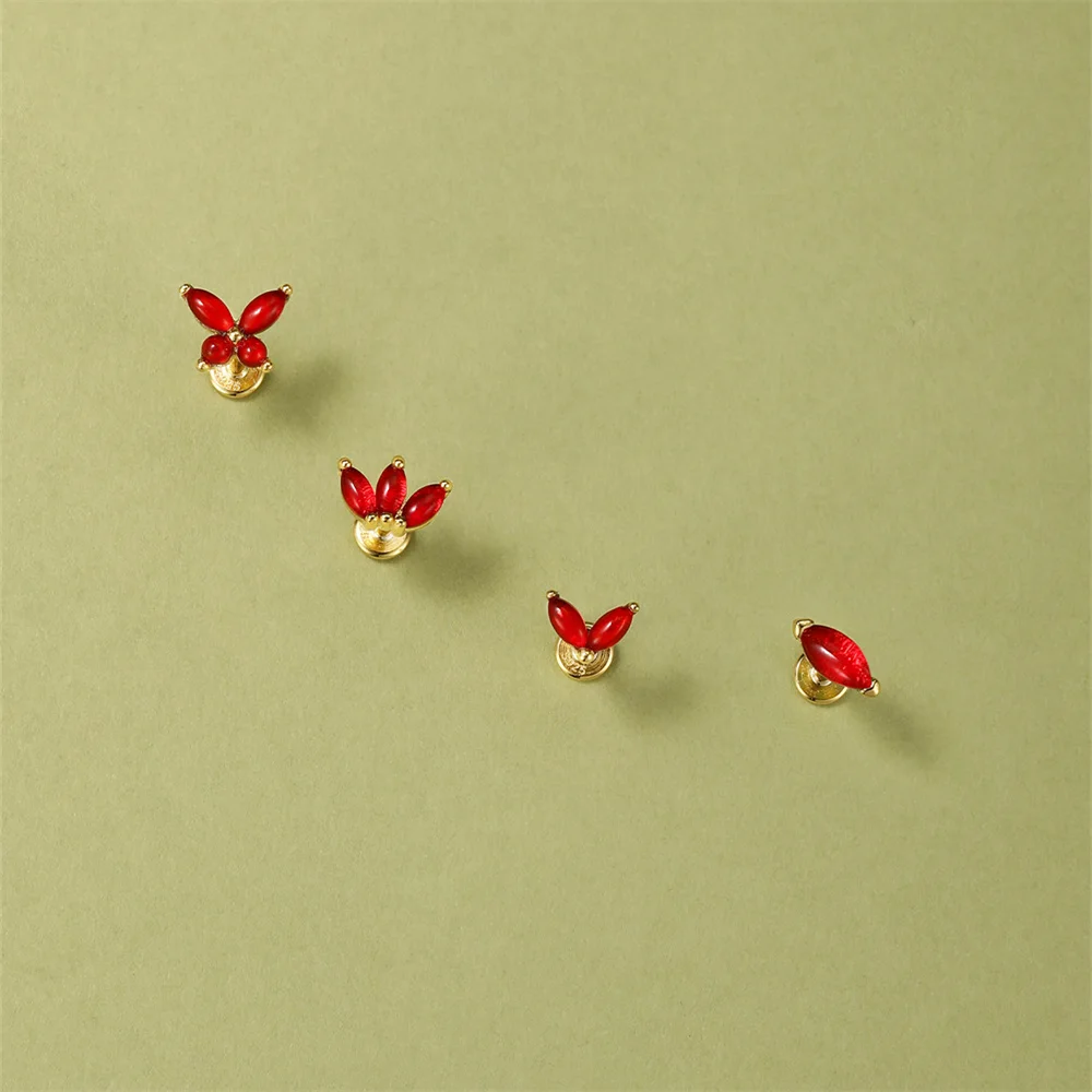 ROXI 925 Sterling Silver horse eye garnet red gemstone piercing Stud Earrings for Women Girl Summer Travel Jewelry Pendientes