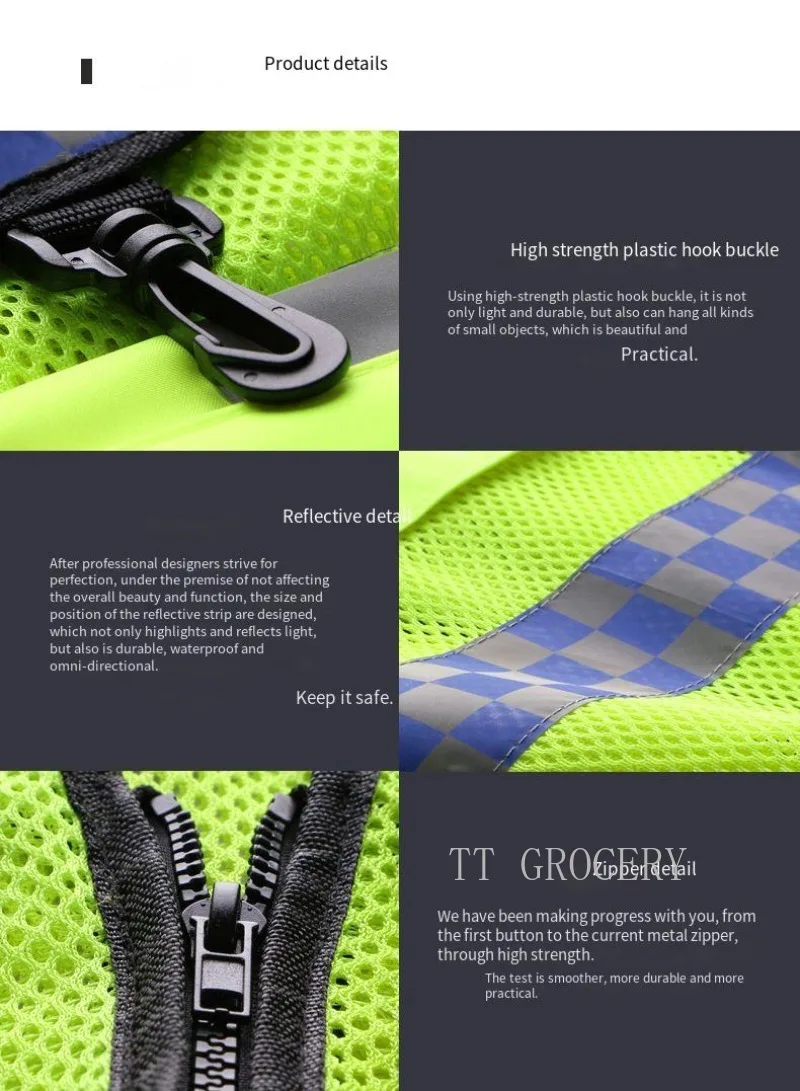 Motorcycle Reflective Racing Vest Multifunctional Jackets Lattice Screen Cloth Safety Traffic Oxford Coating Jacket