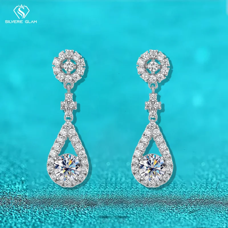 

TY 925 Sterling Silver Moissanite Stud Earrings For Women 1 CT D VVS1 Moissanite Zircon Multicolor Drop Earrings Luxury Jewelry