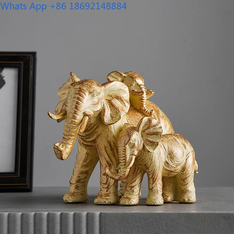 

Family of Three Elephant Resin Crafts Creative Office Living Room TV Cabinet Decoration High-end Niche